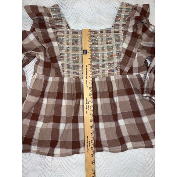 Entro “Corrine” Women’s Boho Plaid Blouse Size Large 100% cotton - Picture 13 of 14